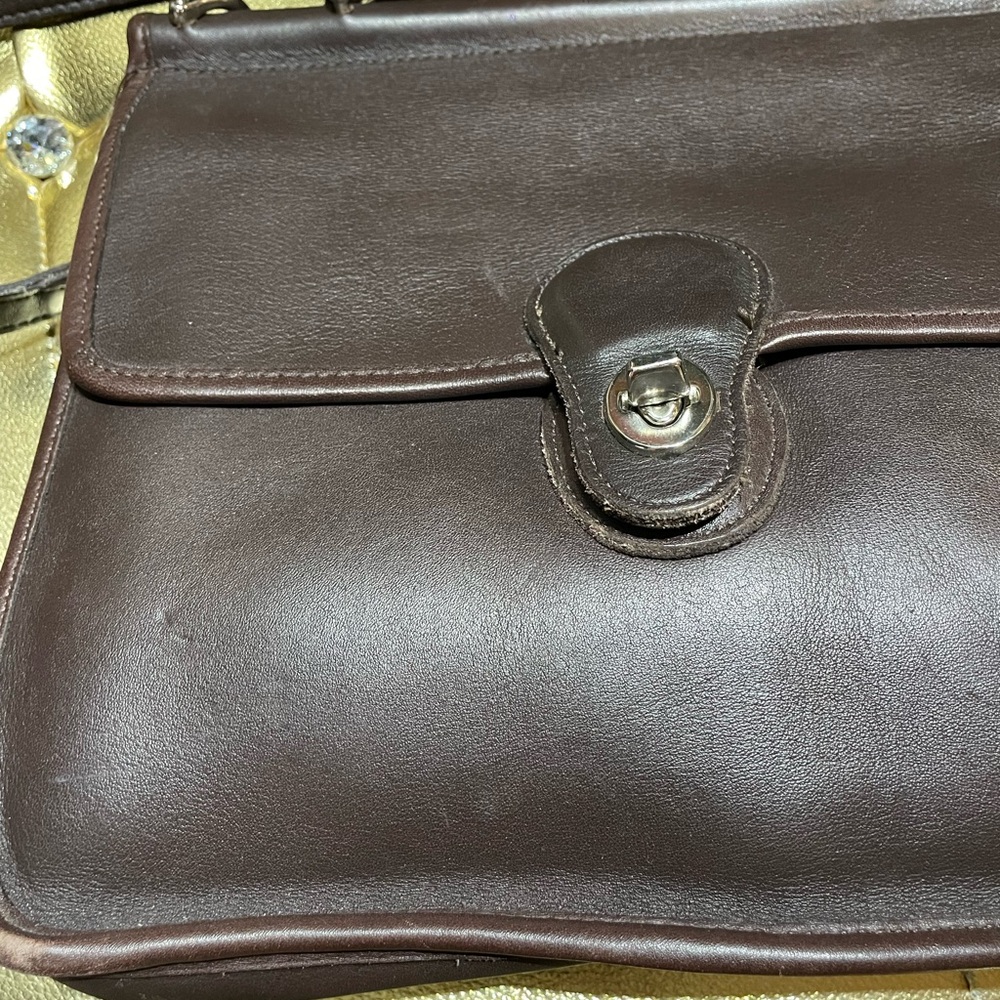 Classic Brown Leather COACH Willis 9927 Turnlock Women's Satchel and Dust Bag - Picture 2 of 11